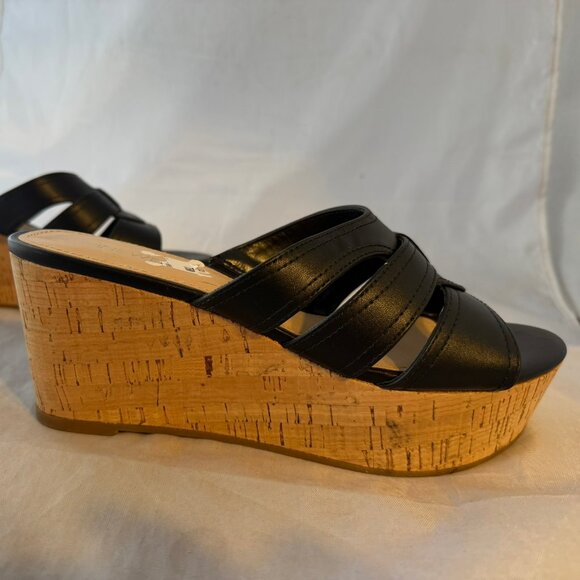 Nine West  Vivica Cork Wedge Slide Sandals, Black Women Size 7.5 M         NEW - Picture 4 of 5